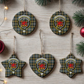 Farquharson Weathered Tartan Crest Christmas Ceramic Ornament